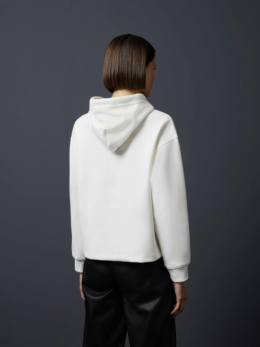 AlphaTauri Women's Off White Cropped Logo Hoodie