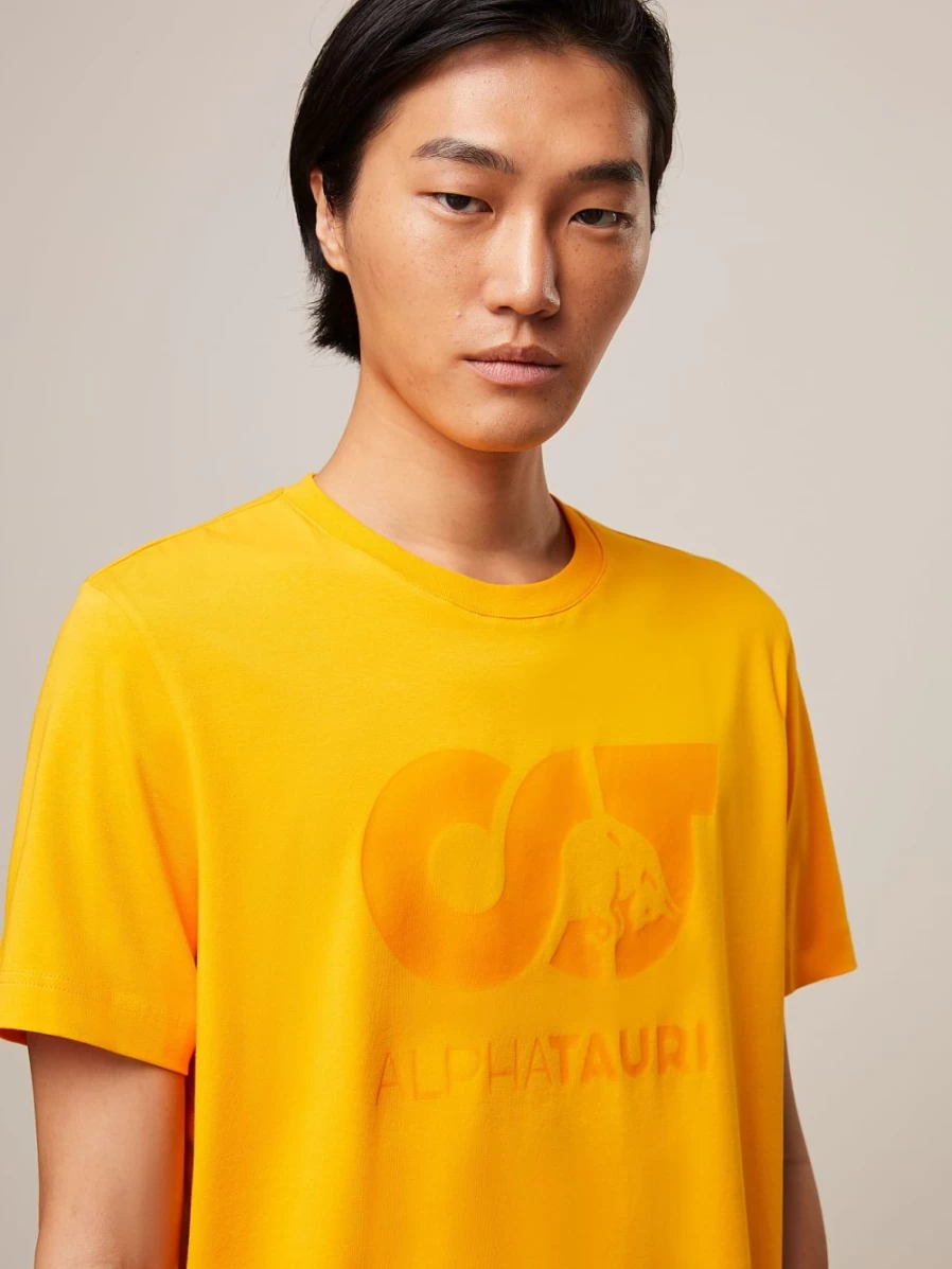 AlphaTauri Men's Signature Logo T-Shirt in Warm Yellow | Casual Comfort Fit