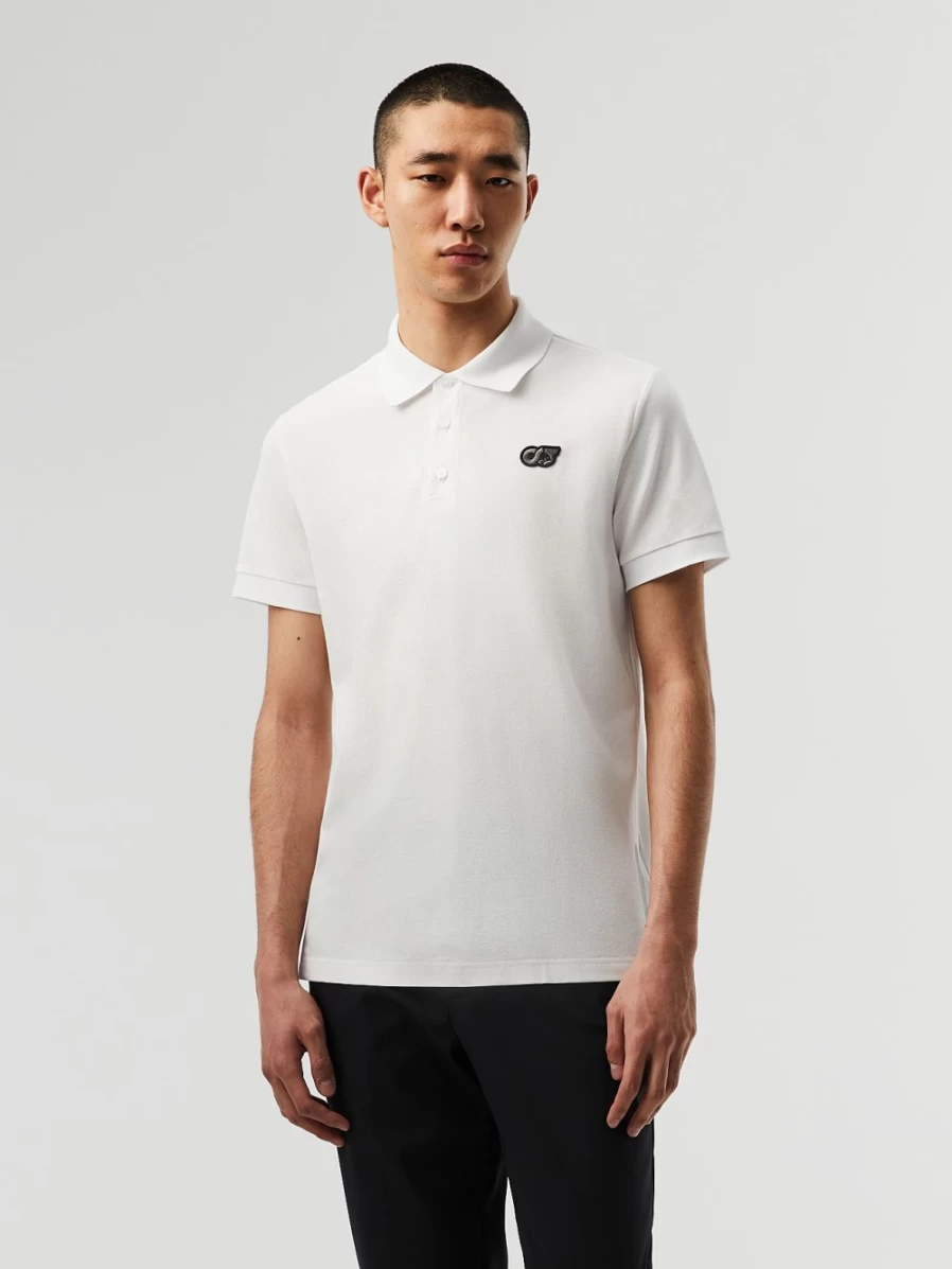AlphaTauri Men's White Pique Polo Shirt - Classic Fit Breathable Tennis Golf Top