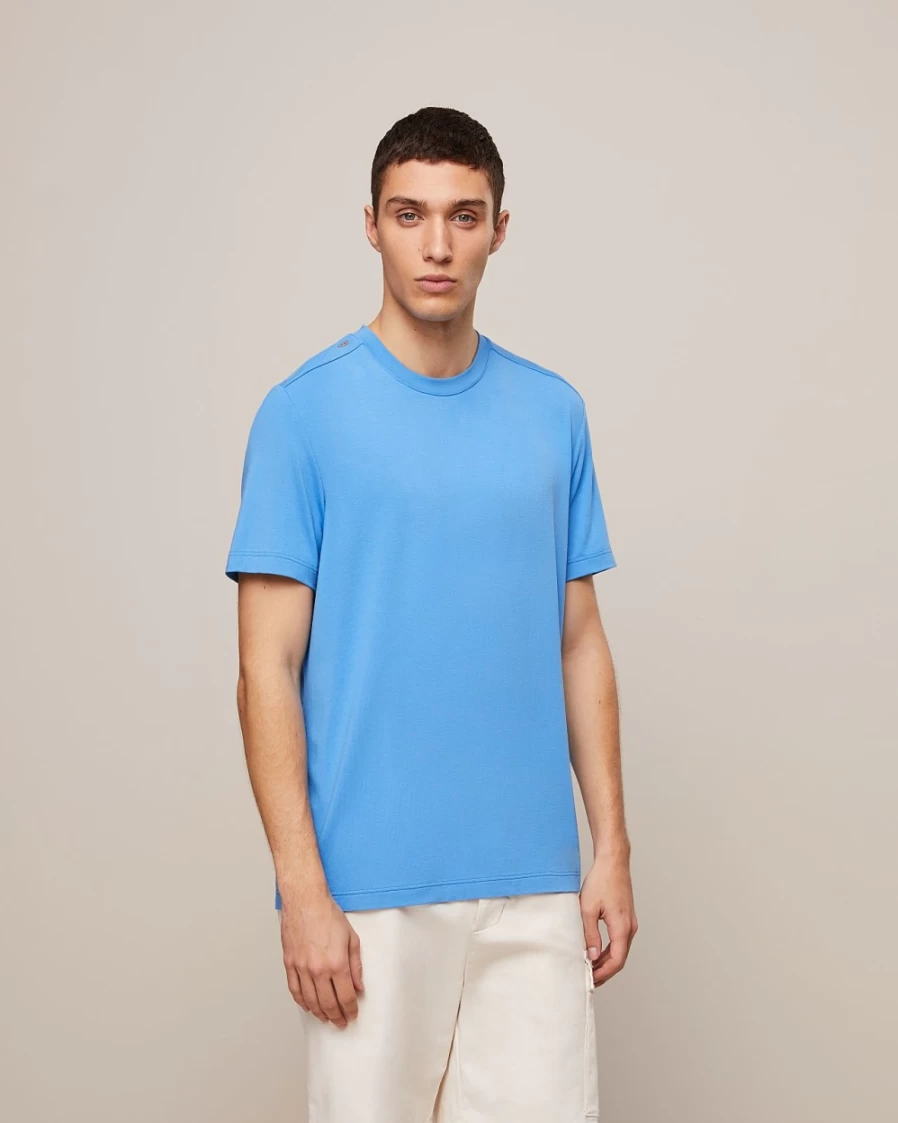 AlphaTauri Men's Sky Blue Lightweight Viscose T-Shirt