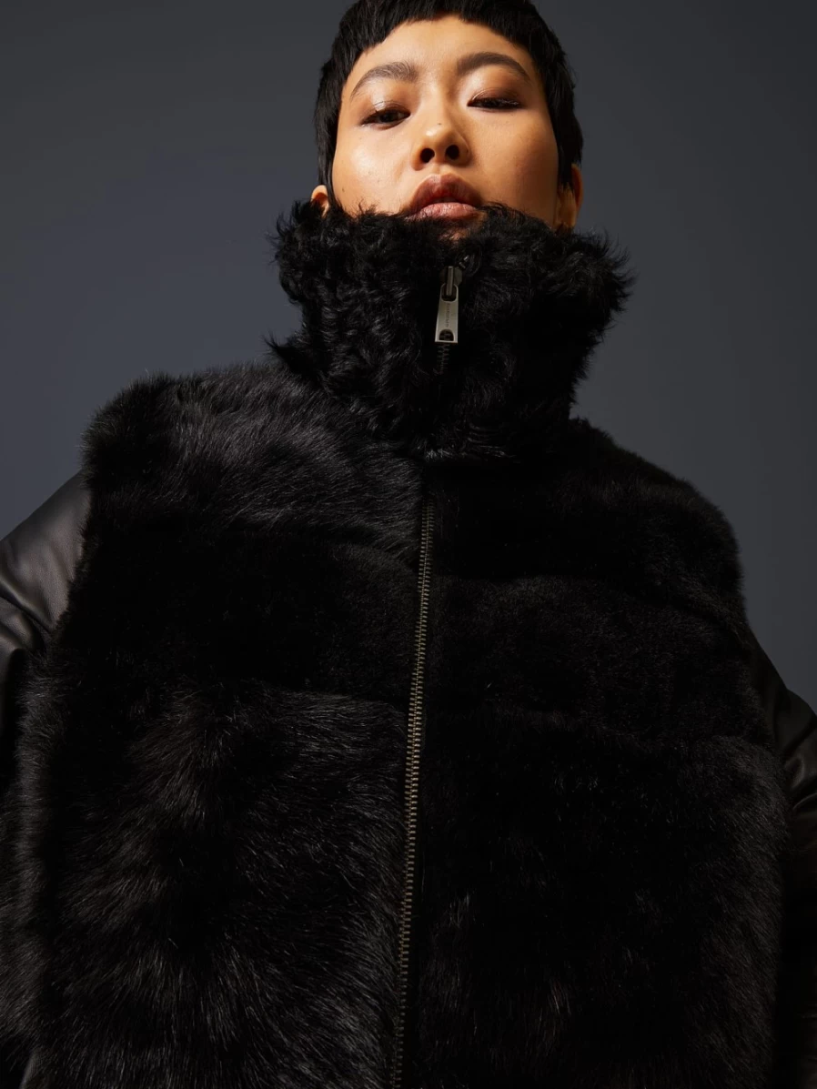 AlphaTauri Women's Black Shearling Jacket - Cozy Winter Outerwear