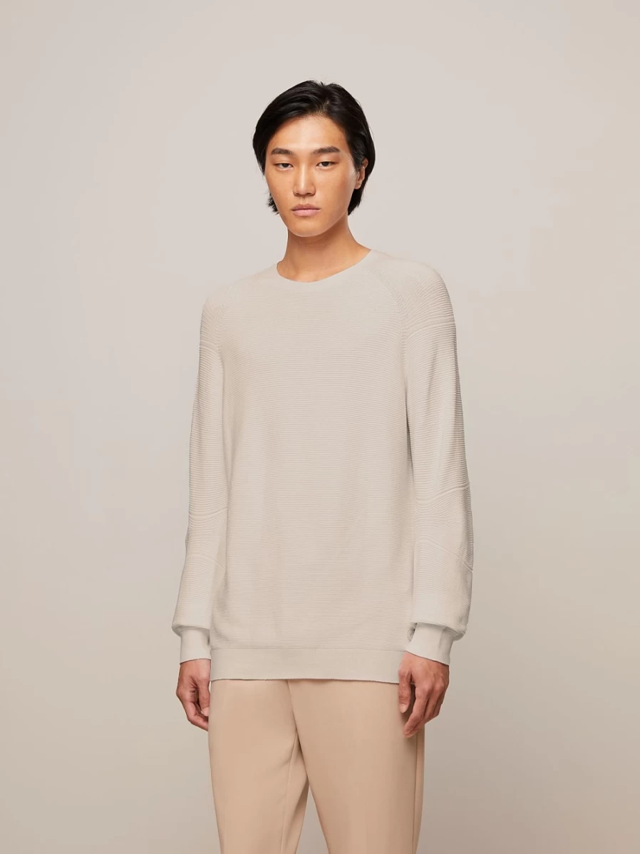AlphaTauri Men's Sand Seamless 3D Performance Knit Crewneck Sweater