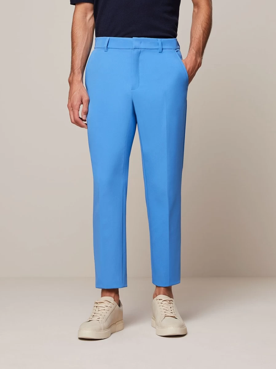 "AlphaTauri Men's Sky Blue Tapered Pleated Pants"