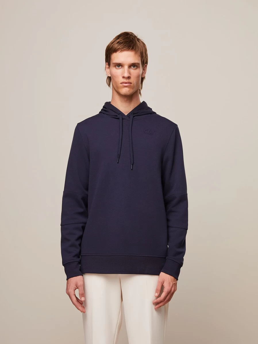 AlphaTauri Men's Navy Hoodie with Embossed Logo Detail
