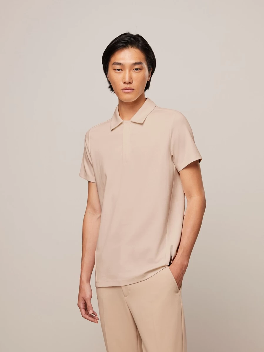 AlphaTauri Men's Sand Color Jersey Polo Shirt - Premium Comfort & Style